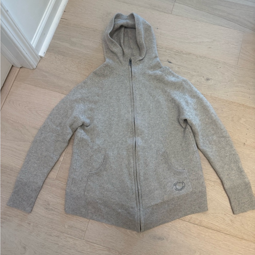 Burberry Body Men Gray Hooded Zip-Up Cashmere Sweater Size Small
